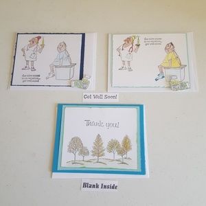Set of 3 Handmade Get Well & Thank You Cards